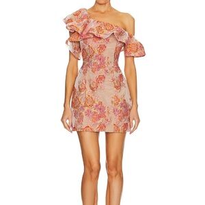 Elliatt Pink Floral One Shoulder Dress